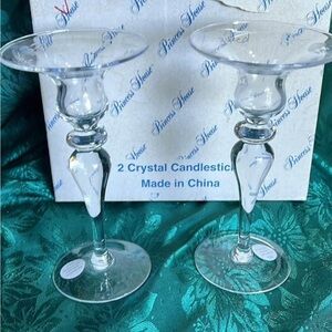 Princess House Crystal Candlestick Set item 636 NIB